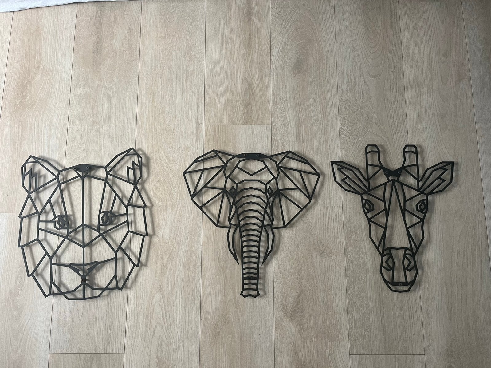 Set van 3 dieren wanddecoratie zwart staal, Huis en Inrichting, Zwart, Kunststof, Ophalen of Verzenden, Zo goed als nieuw