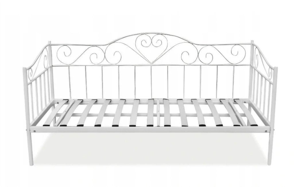 Wit metalen bed, Ophalen, Gebruikt, 90 cm, Eenpersoons