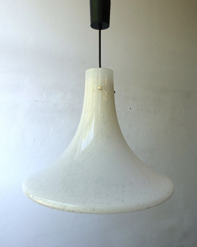 Vintage heksenhoed Glashütte Limburg L4234 hanglamp opaline, Ophalen, Gebruikt, Glas, Vintage design Mid-Century retro opaline