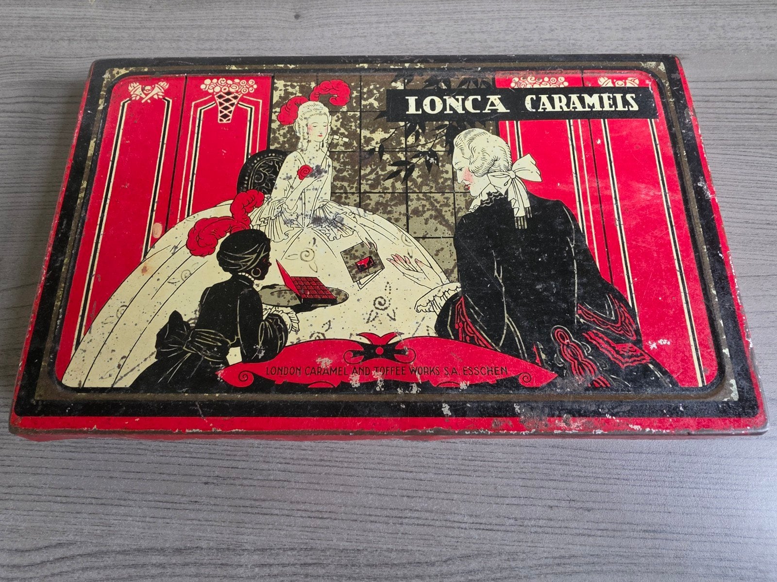 Vintage Lonca Caramels Blikken Doos - Art Deco Stijl, Verzamelen, Blikken, Ophalen of Verzenden, Gebruikt, Overige