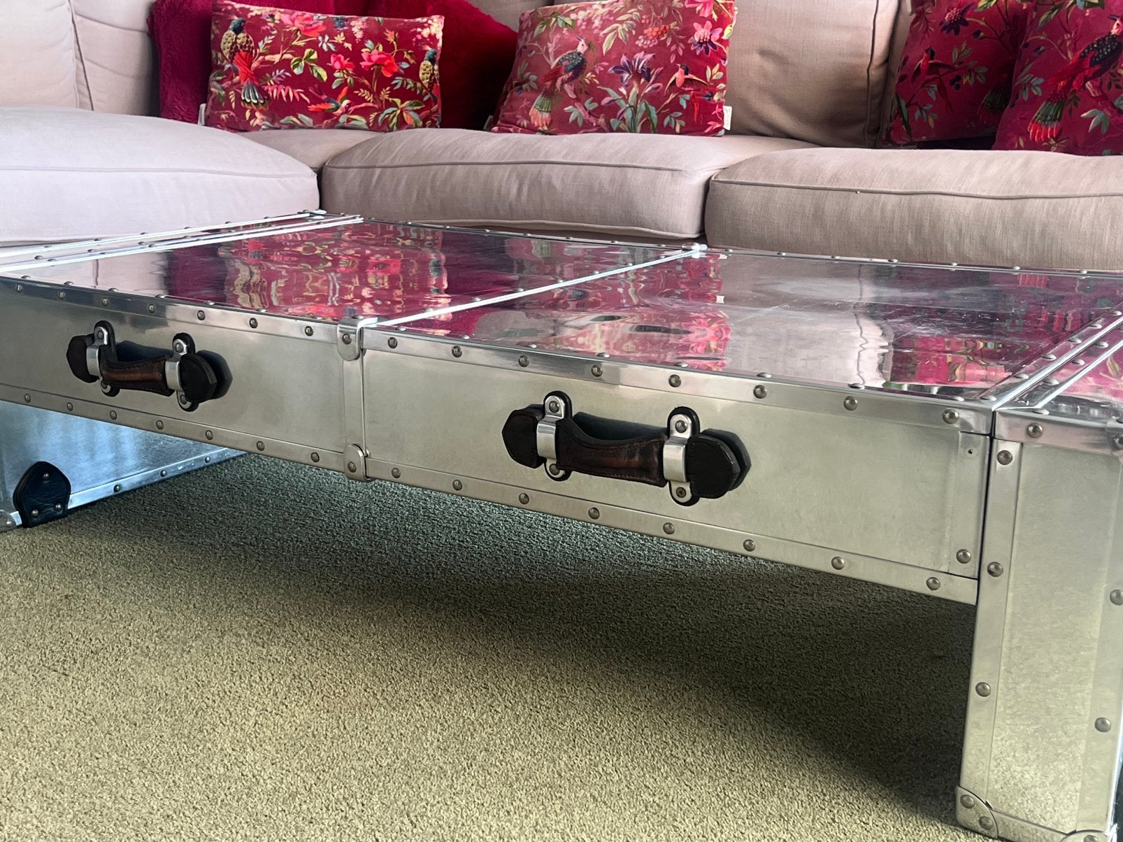 Eichholtz /Timothy Oulton style salon tafel, Minder dan 50 cm, 100 tot 150 cm, Aviation style, Ophalen of Verzenden