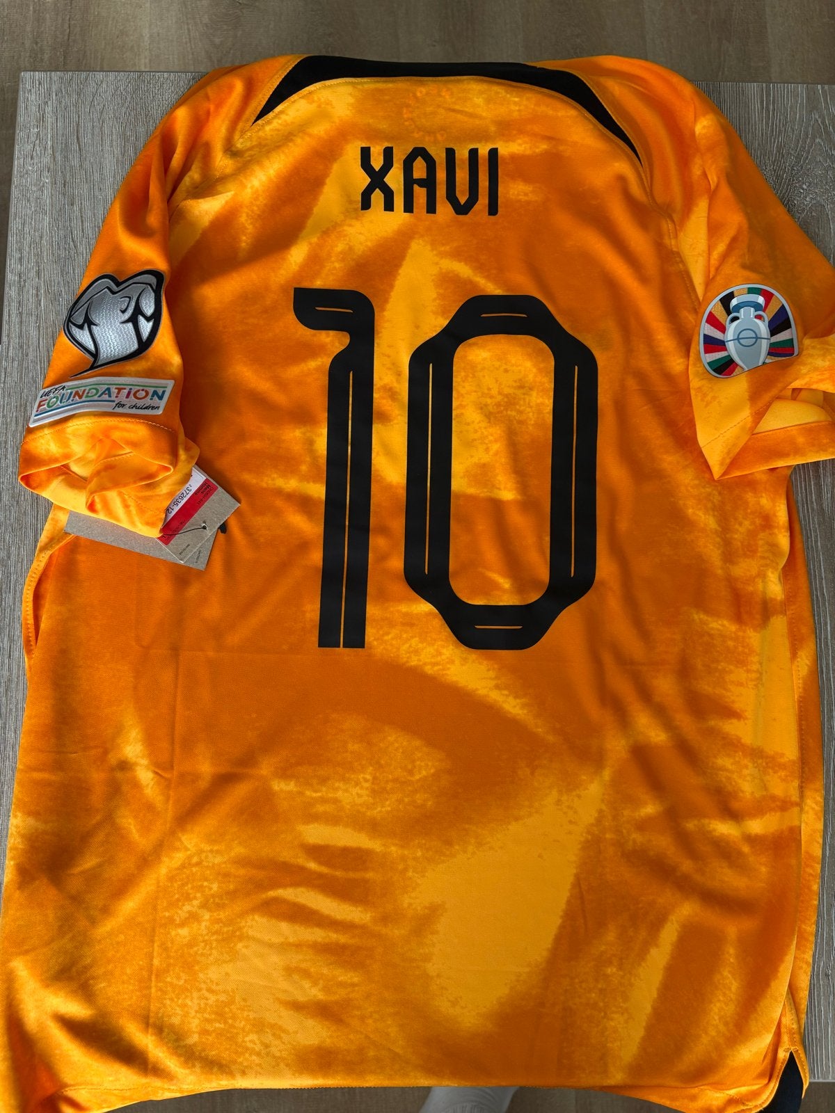 Nederlands elftal shirt Xavi origineel L match details KNVB, Maat 48/50 (M), Nieuw, Oranje, Ophalen of Verzenden
