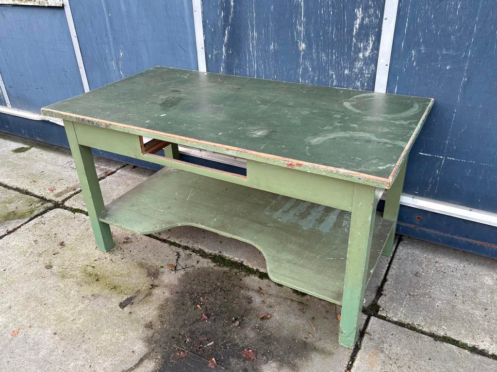 Robuuste Oppottafel / Tuintafel / Werkbank - Groen Hout, Ophalen, Gebruikt, 70 tot 120 cm, G