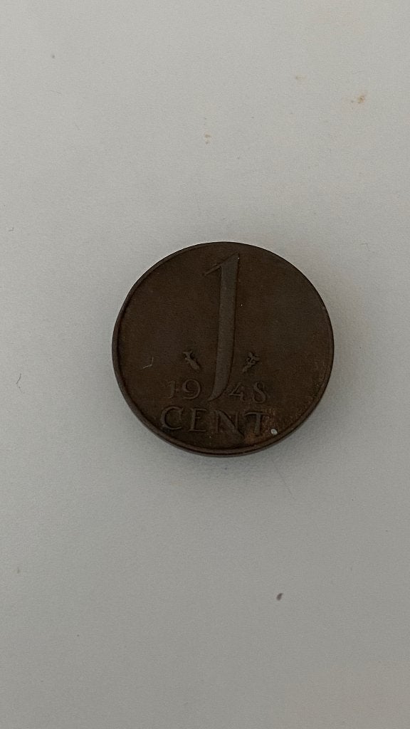Nederlandse 1 Cent Munt 1948 Koningin Wilhelmina, Ophalen of Verzenden, Koningin Wilhelmina, 1 cent, Losse munt
