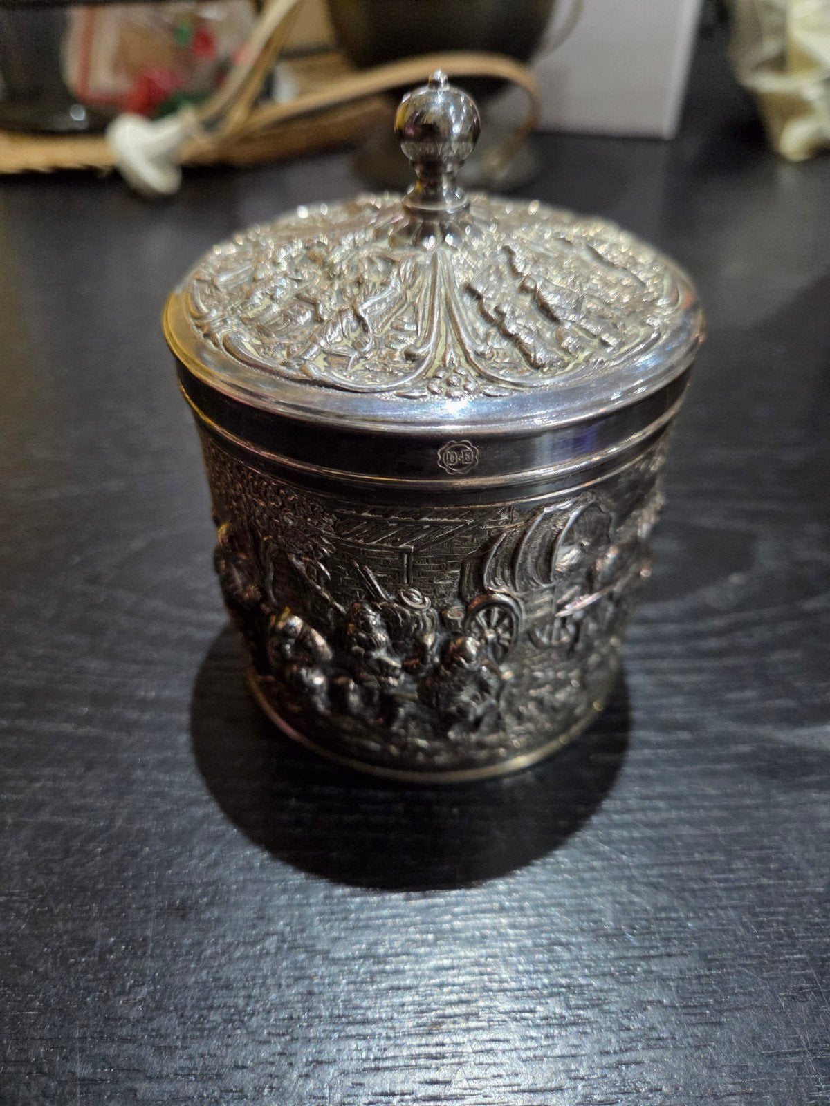 verzilverd gedetailleerde D.E potje, Ophalen of Verzenden
