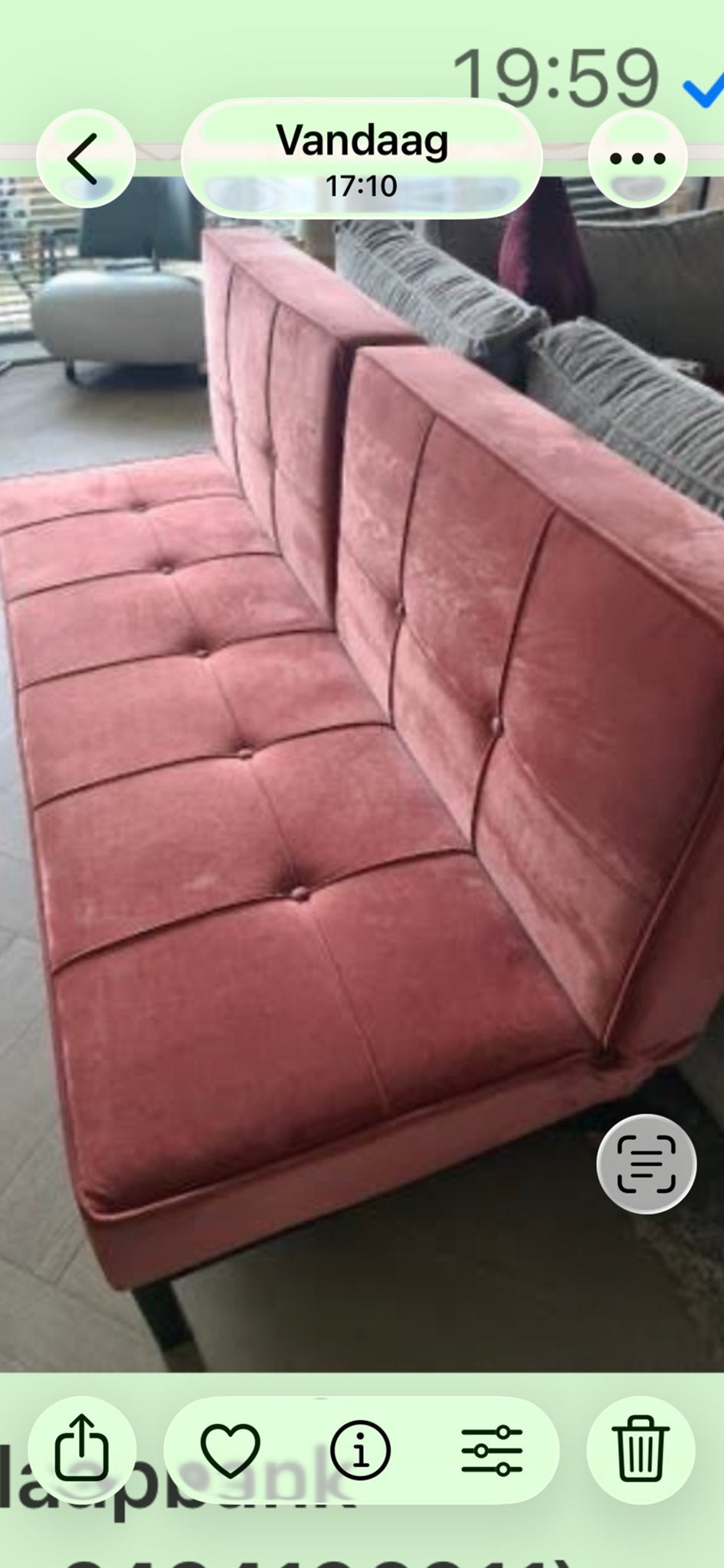 Slaapbank Elzen oud roze met topper 198x95 cm, Ophalen, Gebruikt, 90 cm, Twijfelaar