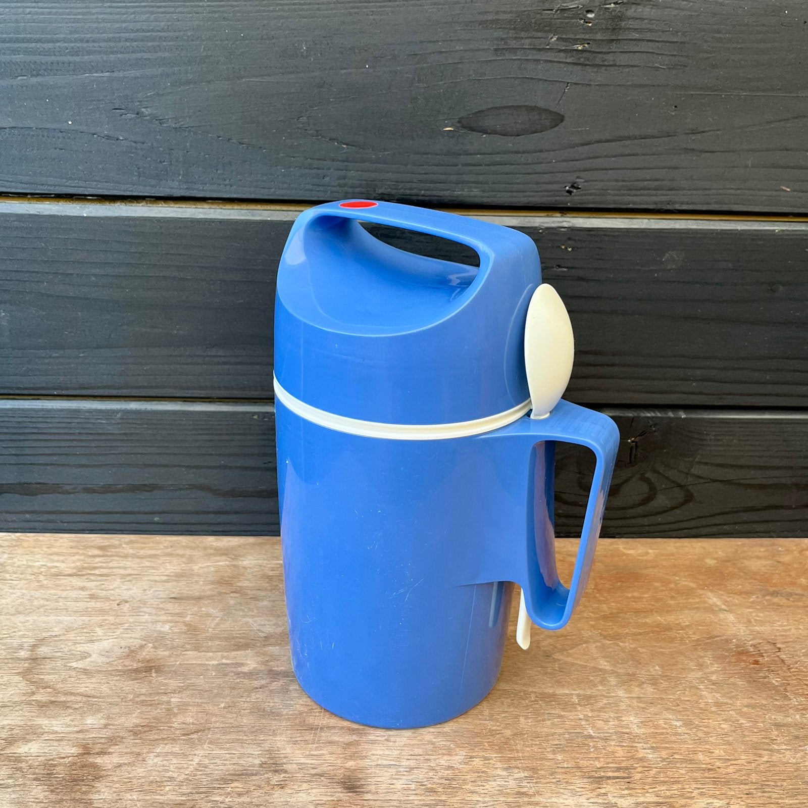Vintage blauwe thermoskan uit de jaren 70 van Dr. Zimmerman, Caravans en Kamperen, Ophalen of Verzenden, Zo goed als nieuw