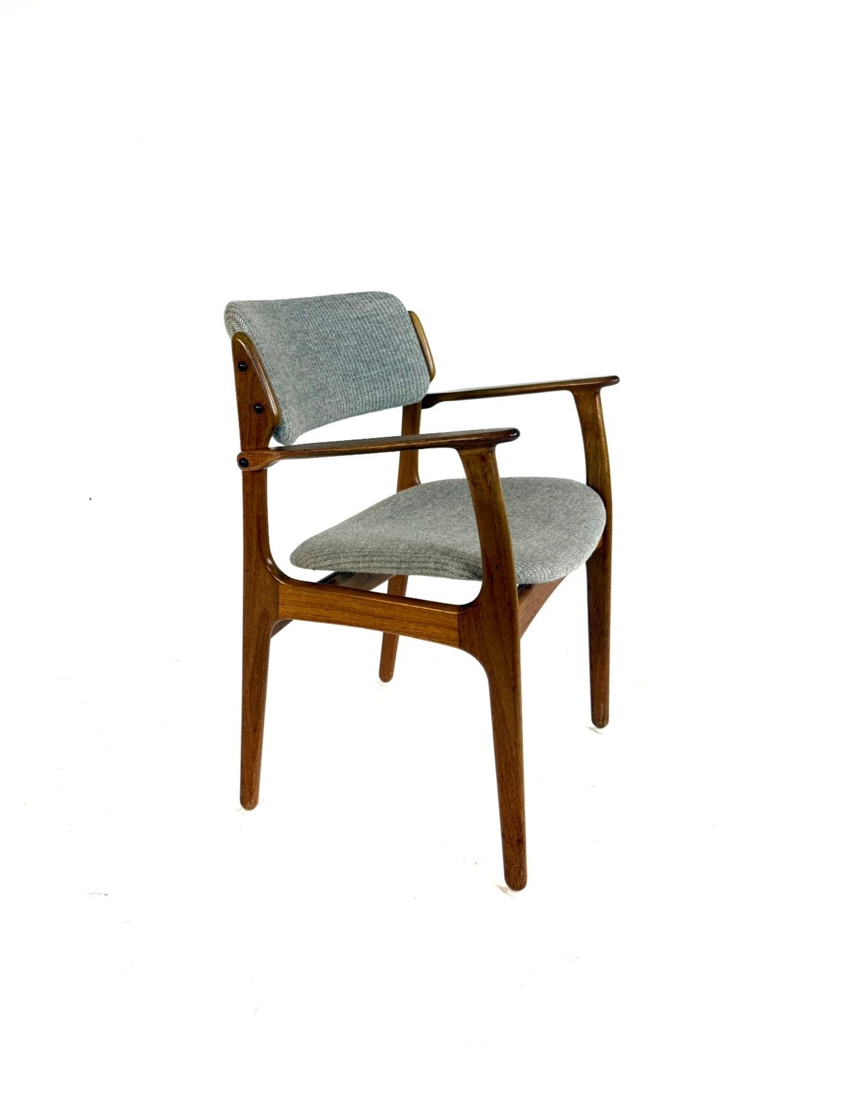 Vintage teakhouten bureaustoel, Erik Buch ‘70, Hout, Ophalen of Verzenden, Zo goed als nieuw, Nvt