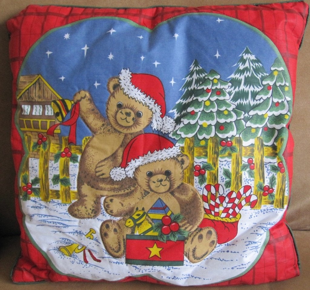 kerst sierkussen met beren in de sneeuw, Diversen, Kerst, Ophalen of Verzenden, Zo goed als nieuw