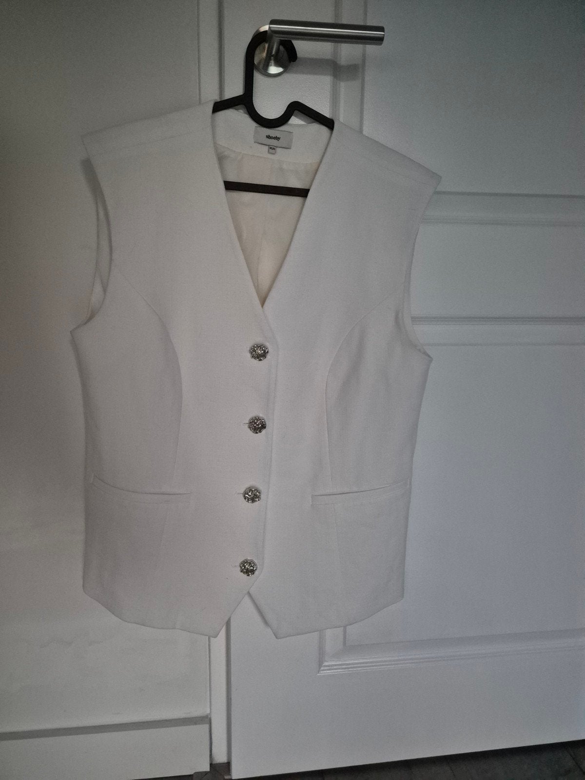 Shoeby wit gilet met zilveren knopen, maat XS/S, Wit, Ophalen of Verzenden, Zo goed als nieuw, Shoeby
