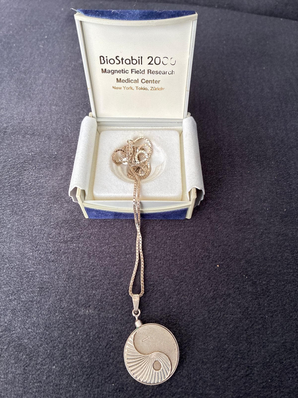 BioStabil 2000 ketting met Yin Yang hanger - zilver 925, Sieraden, Tassen en Uiterlijk, Kettingen, Ophalen of Verzenden, Gebruikt