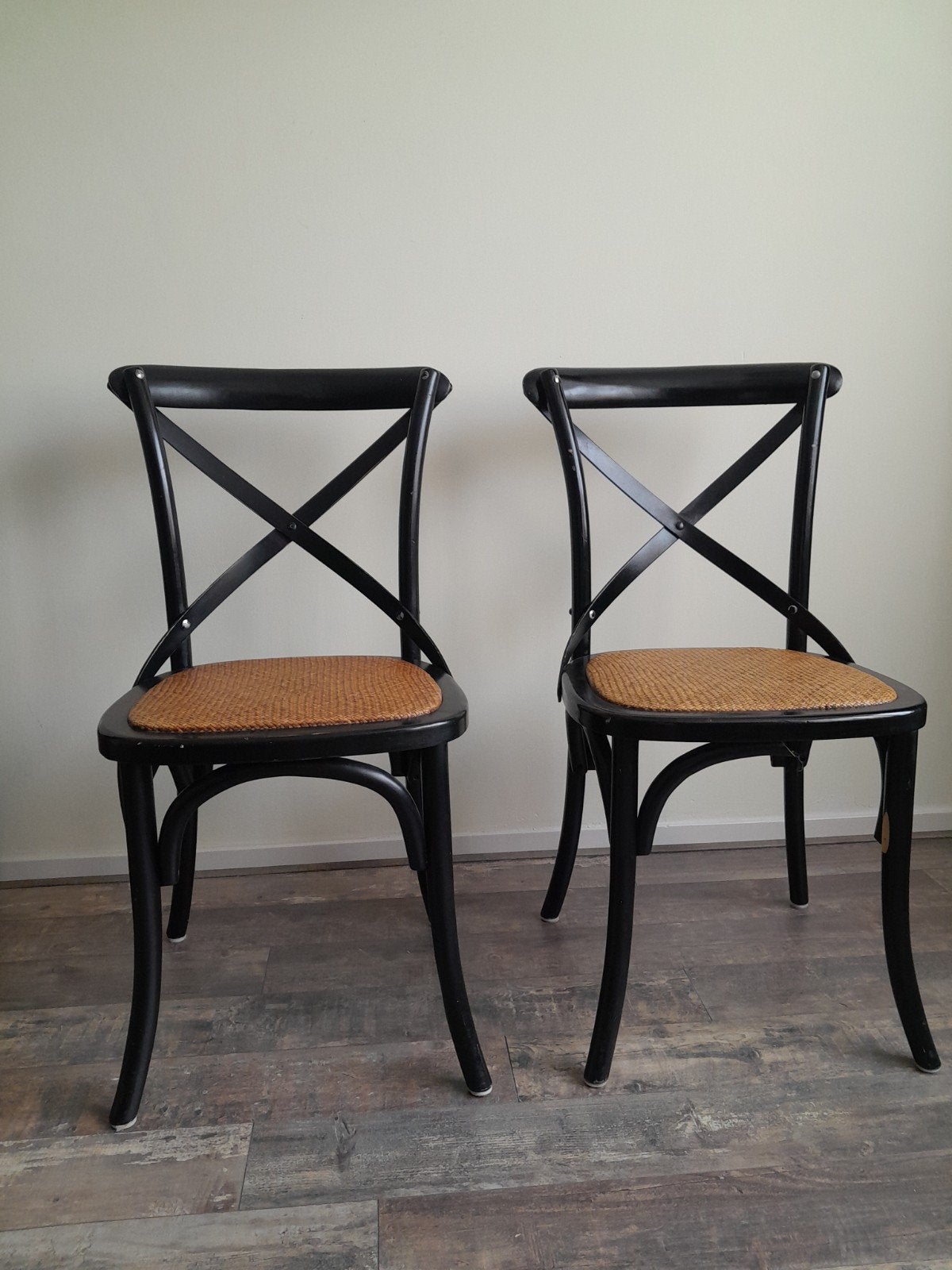 2 zwarte Lifestyle Home Collection Cross over stoelen, Gebruikt, Twee, Zwart, Ophalen of Verzenden
