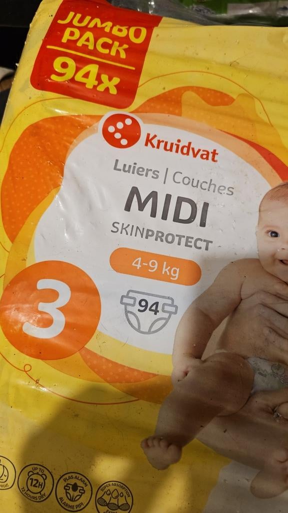 Kruidvat Luiers Maat 3 MIDI Skinprotect (94 stuks), Ophalen, Nieuw