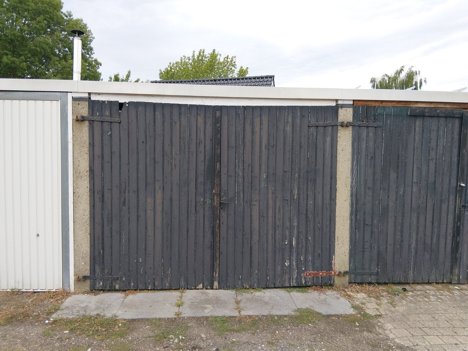 Robuuste houten poort - 278x208cm, Ophalen, Gebruikt, 120 cm of meer, Garagedeur