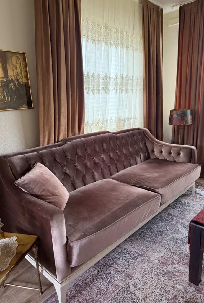 2 luxe velvet chaise longue banken/roze/taupe/chesterfield, Ophalen, Gebruikt, Driepersoons, 75 tot 100 cm