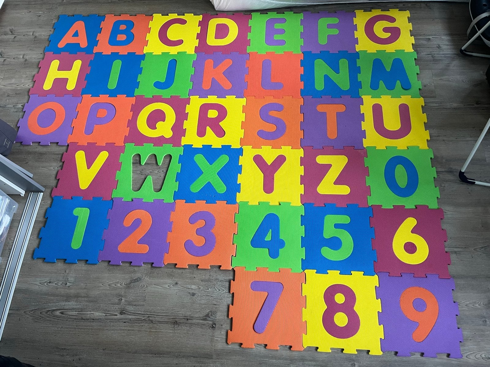 Grote schuimrubberen speelmat met letters en cijfers, Ophalen of Verzenden, Gebruikt, Puzzelen