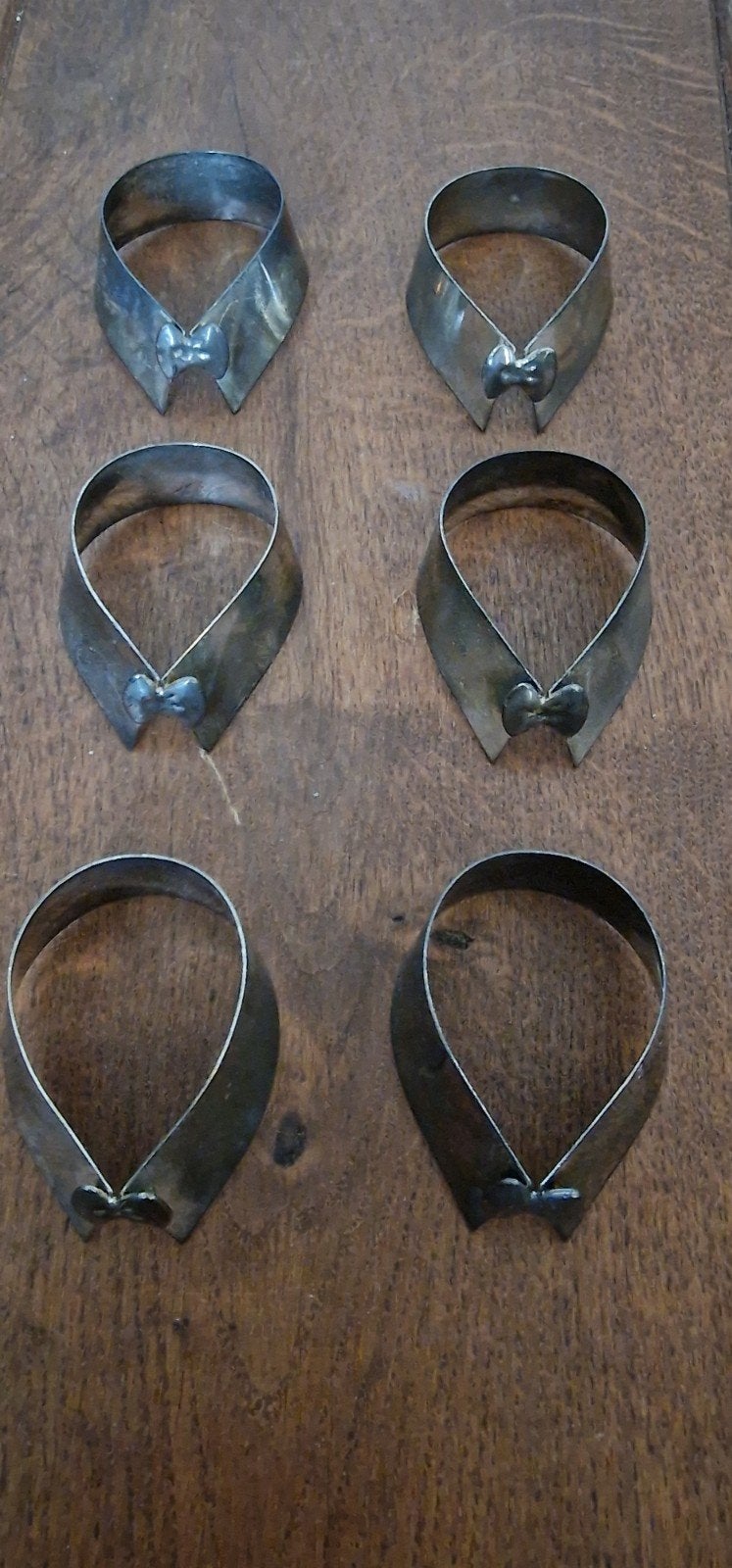 Set van 6 vintage servetringen in de vorm van een kraag, Ophalen of Verzenden