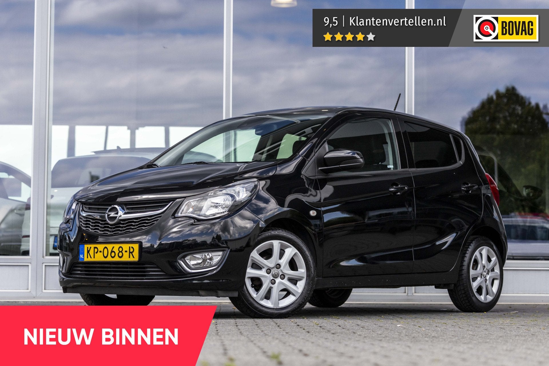 Opel KARL 1.0 ecoFLEX Innovation | Stuurver. | Parkeersens., Gebruikt, Leder en Stof, Zwart, Origineel Nederlands
