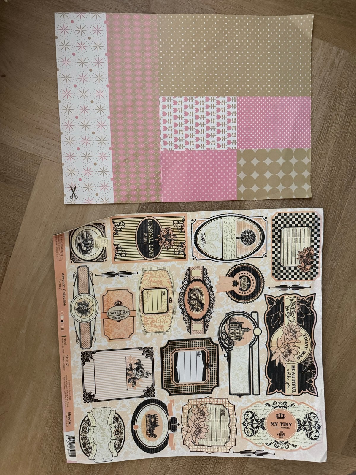 Scrapbook vellen: Almanac Collection & roze/bruin, Hobby en Vrije tijd, Scrapbooking, Ophalen of Verzenden, Nieuw, Papier of Karton