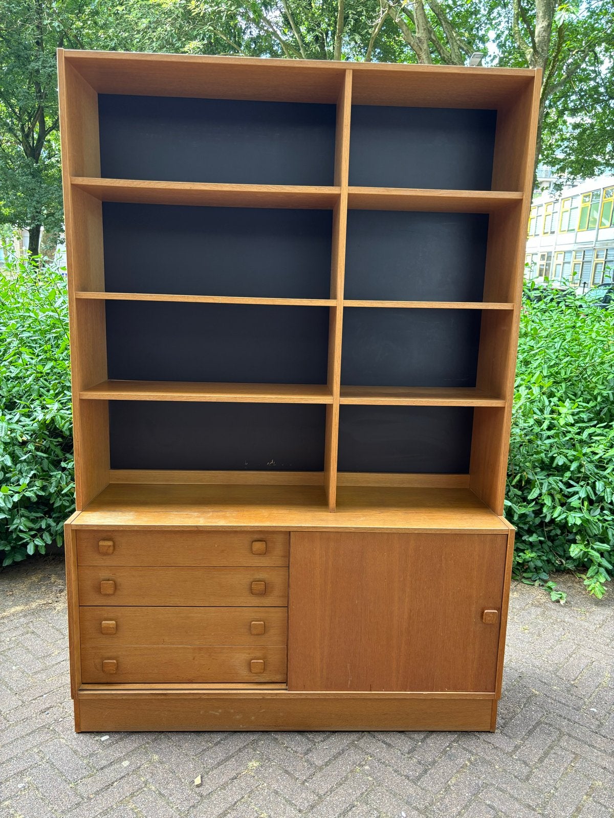 Vintage Domino Møbler Boekenkast/Dressoir - Deens Design, Gebruikt, 100 tot 150 cm, Teakhout, Ophalen of Verzenden