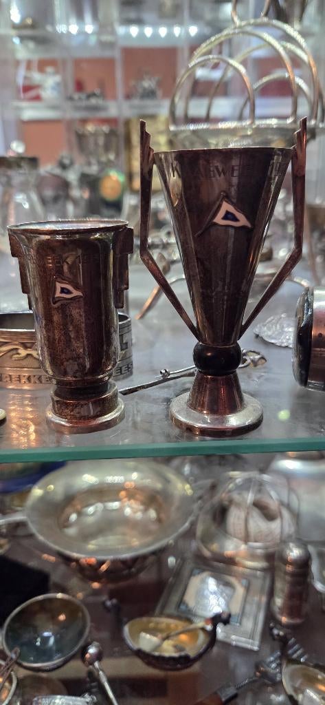 Twee Nederlands zilveren kaatsbekers klein uit jaren 30, Antiek en Kunst, Antiek | Goud en Zilver, Ophalen of Verzenden, Zilver