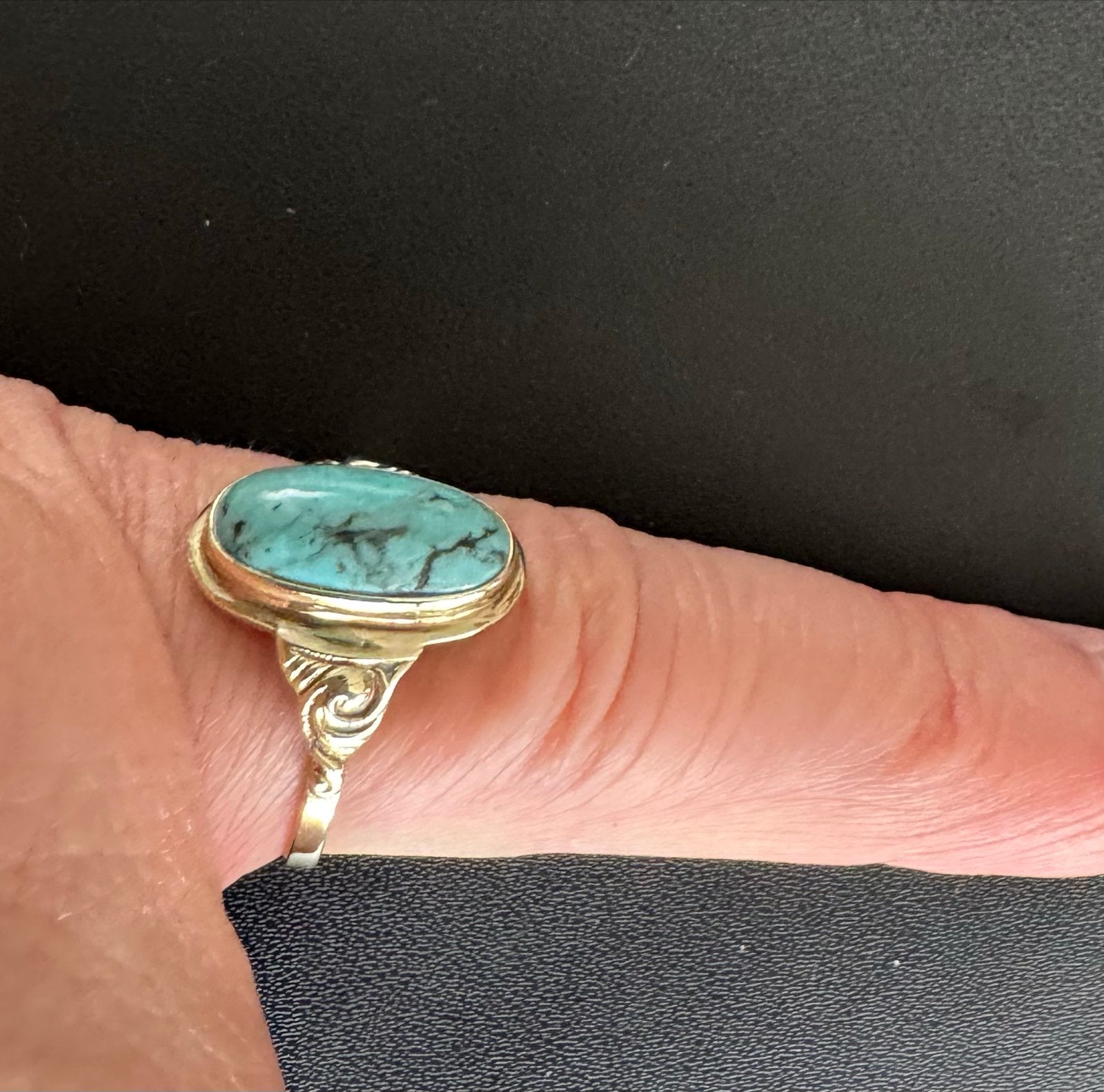 14 k Gouden ring met turkoois edelsteen mt 17/18, Sieraden, Tassen en Uiterlijk, Ophalen, Zo goed als nieuw, 17 tot 18, Met edelsteen