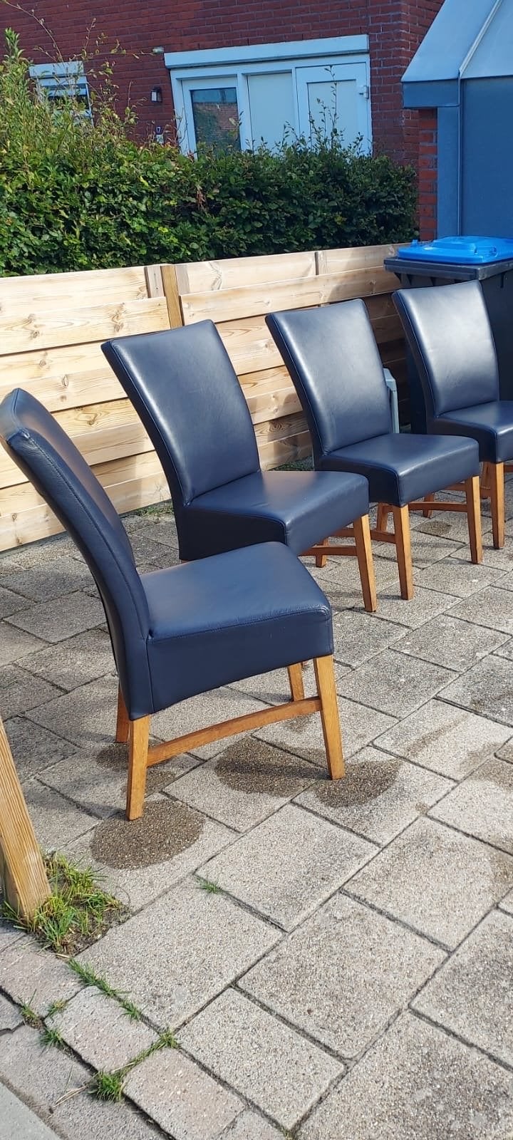 Set van 6 donkerblauwe keukenstoeleb, Ophalen, Gebruikt, Blauw, Vier