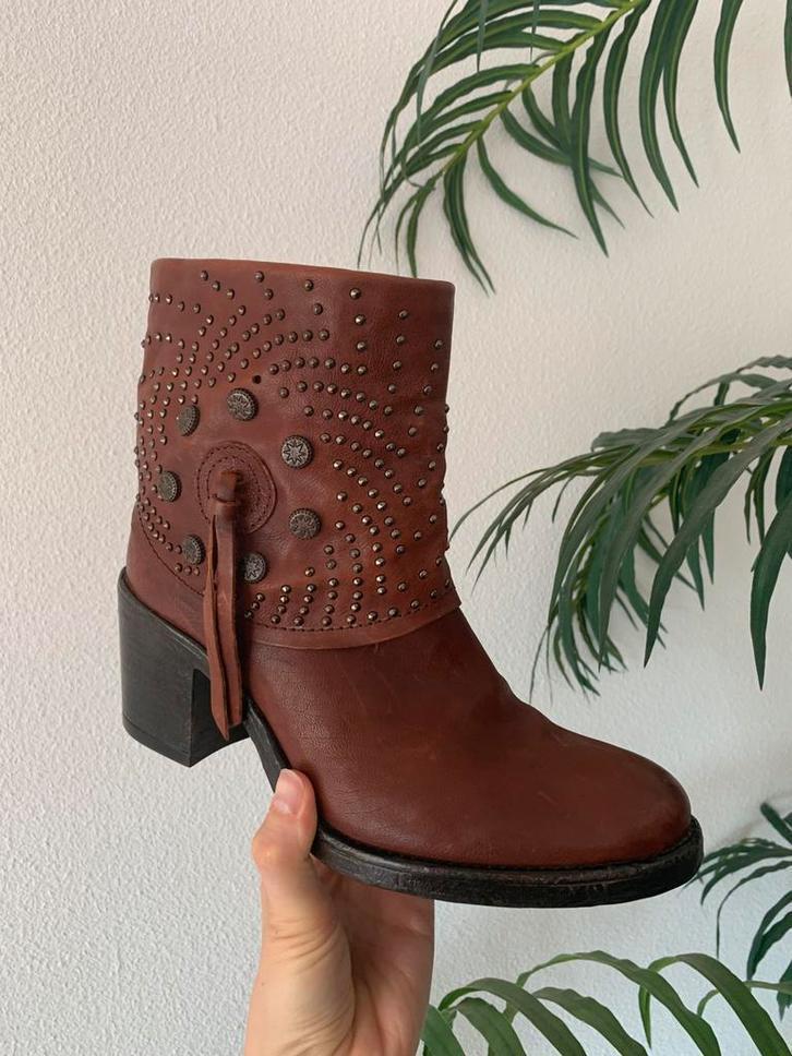Ash retro boots blokhak 38 western boots franjes studs, -, Lage of Enkellaarzen, Ophalen of Verzenden, Zo goed als nieuw