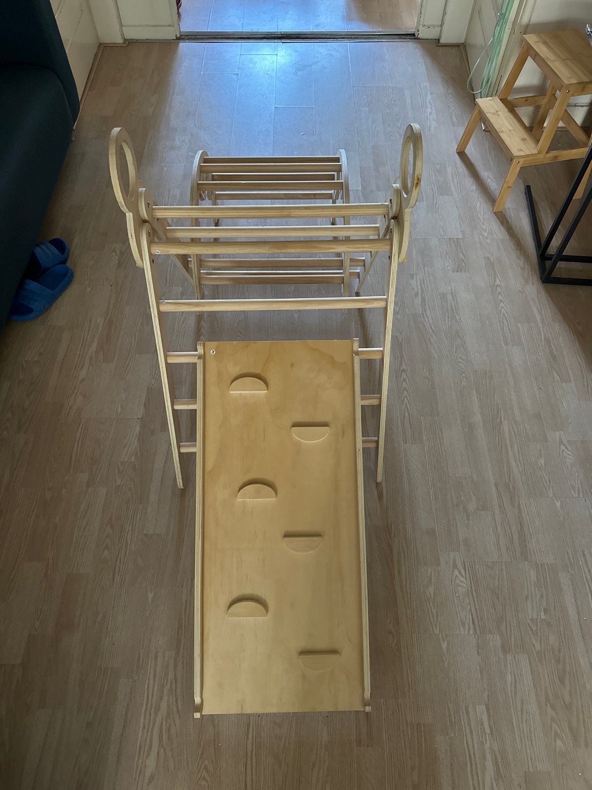 Houten Klimrek met Glijbaan en Klimboog voor Kinderen, Ophalen, Zo goed als nieuw, Glijbaan