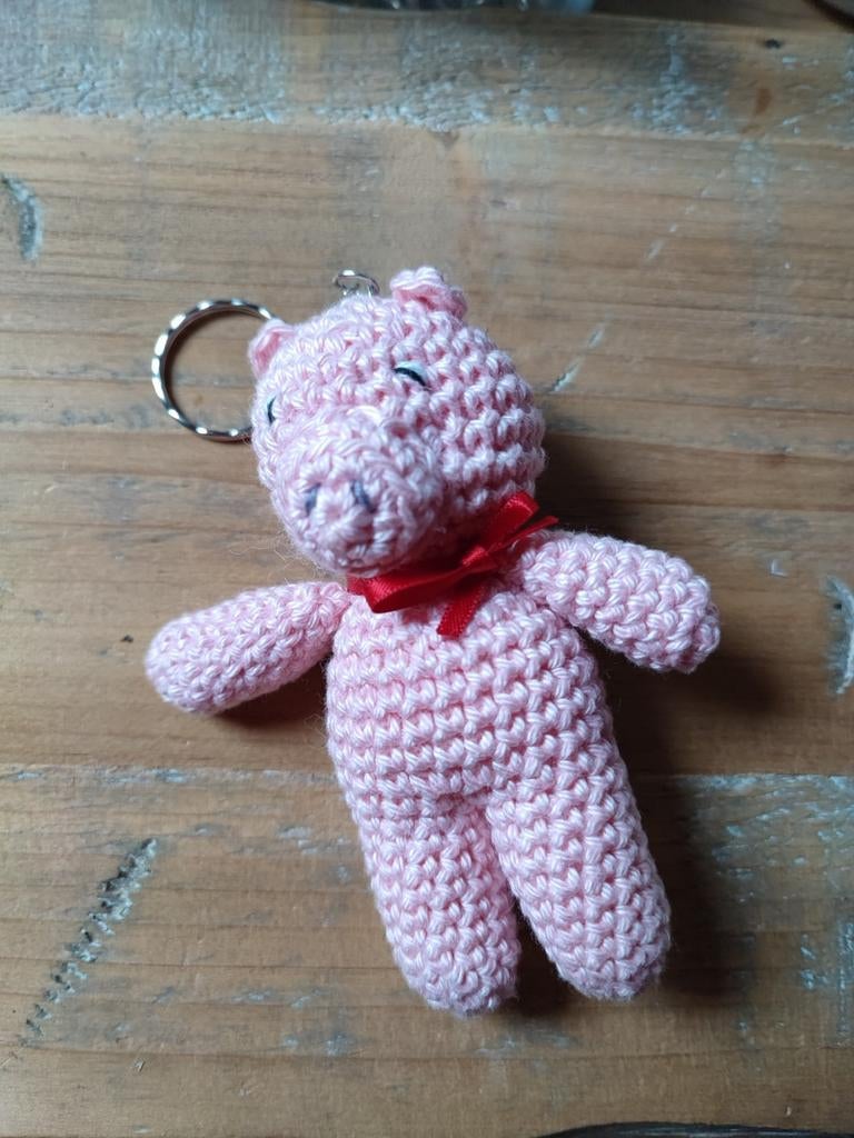 Roze gehaakt varkentje sleutelhanger, Ophalen of Verzenden, Nieuw
