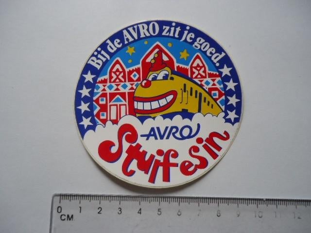 sticker oud STUIF ES IN Avro kinder tv televisie jaren 70 80, Verzenden, Zo goed als nieuw, Bedrijf of Vereniging