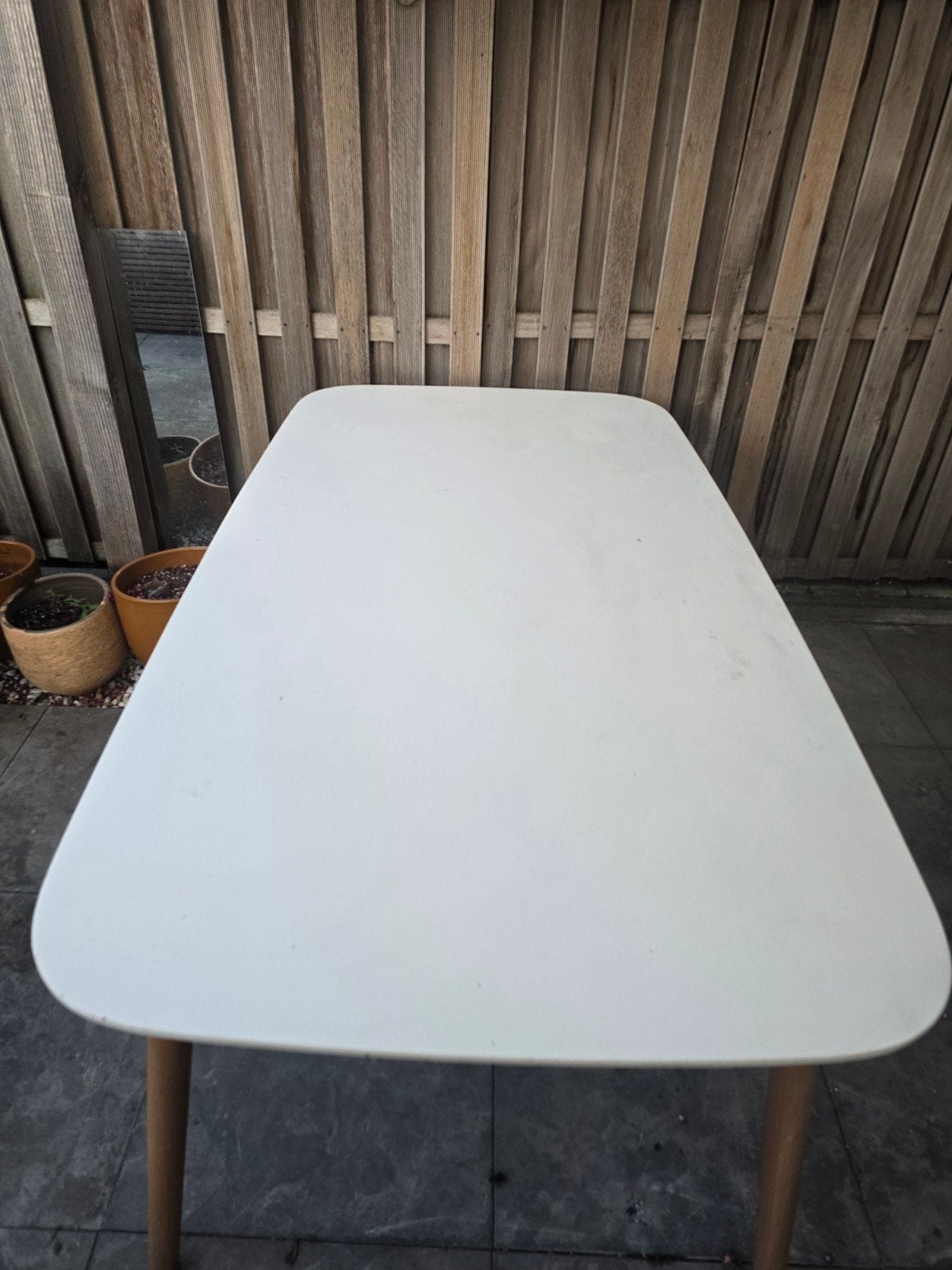 Witte rechthoekige tuintafel 190x100x72 cm, Tuin en Terras, Tuintafels, Ophalen, Gebruikt, Rechthoekig, Overige materialen