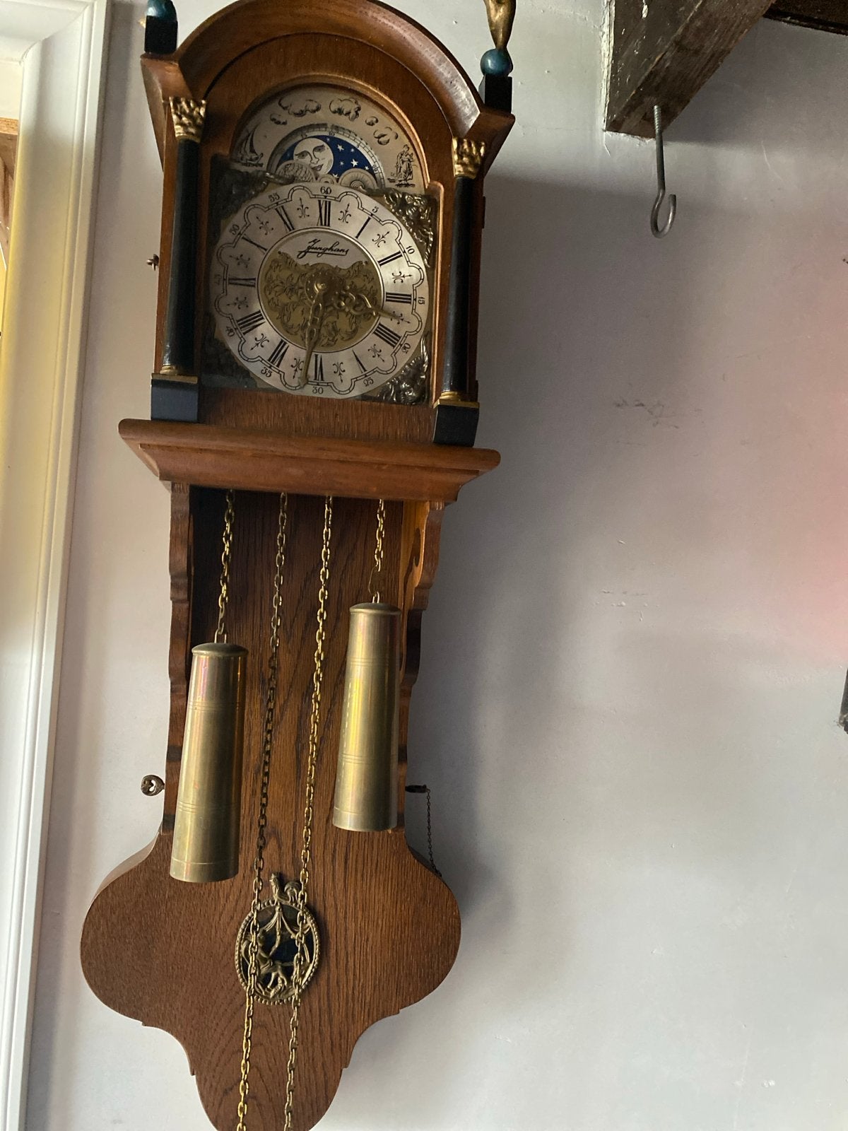 Antieke Friese staartklok - Junghans uurwerk, Ophalen of Verzenden