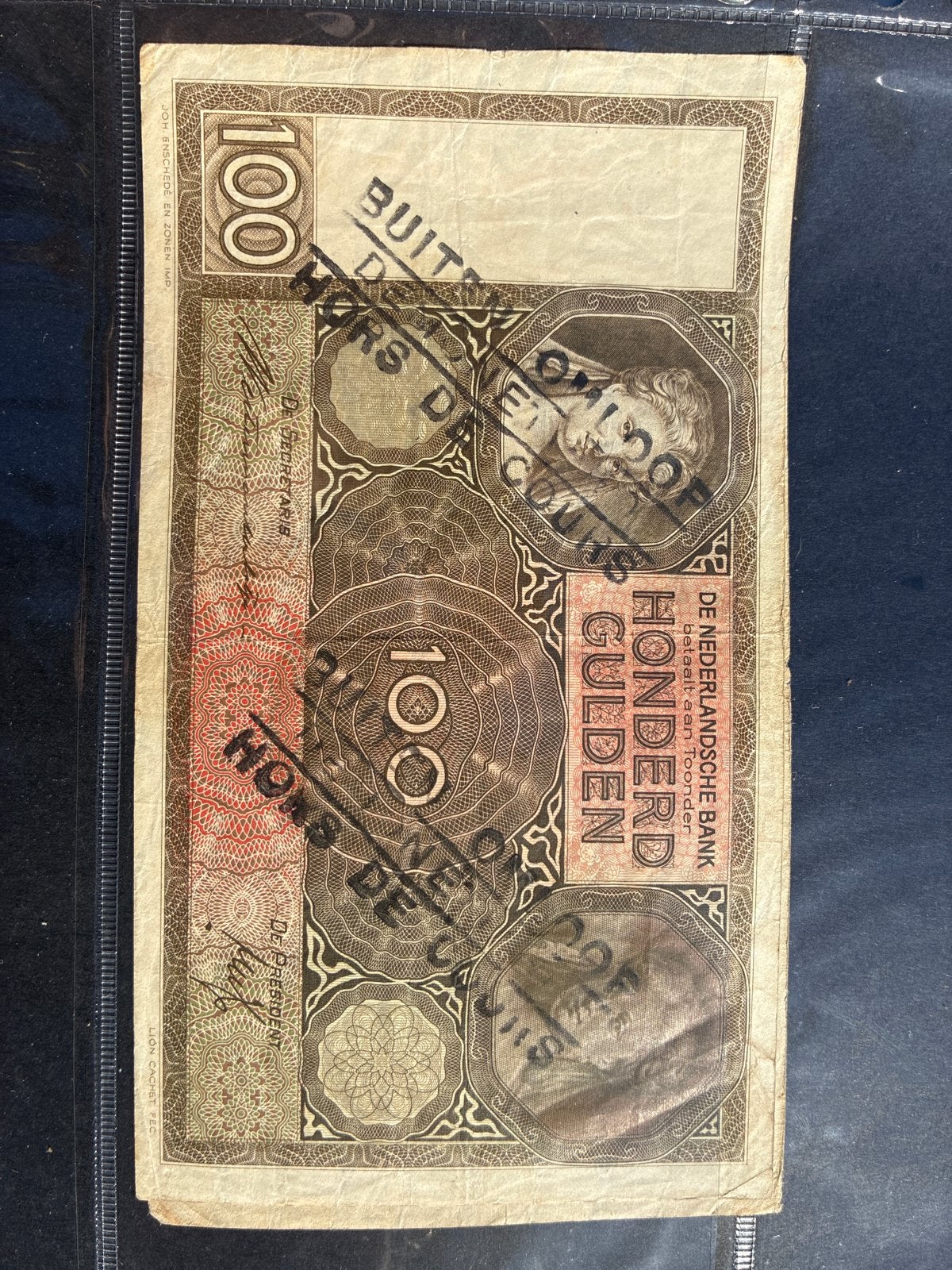 100 Gulden biljet 1942 - Buiten omloop gestempeld, Postzegels en Munten, Ophalen of Verzenden, 100 gulden, Los biljet