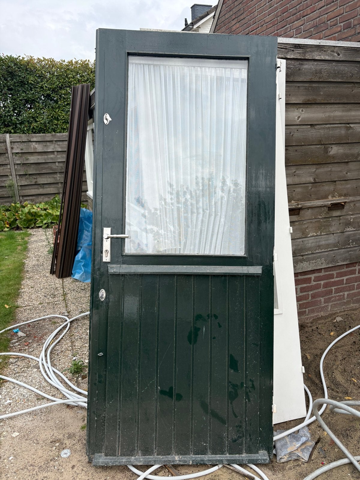 Mooie Buitendeur met Glas en Hout, Ophalen, Gebruikt, 80 tot 100 cm, 200 tot 215 cm