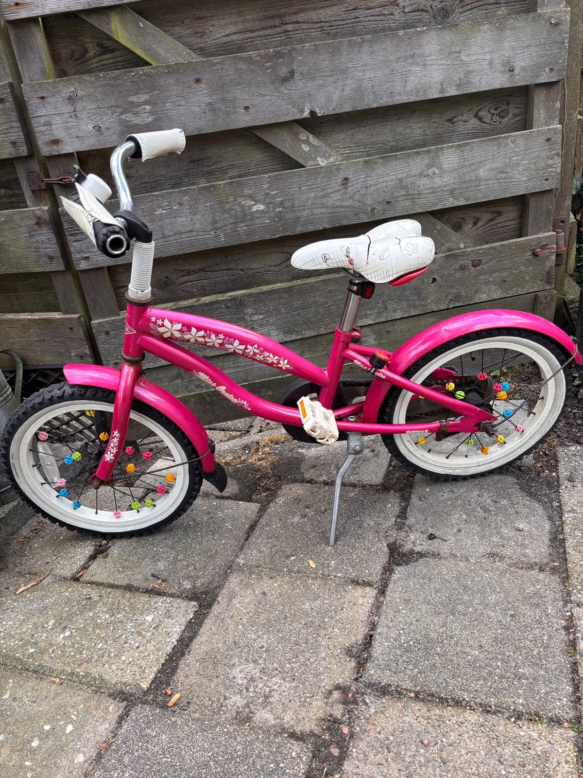 Kinderfiets in rose, Ophalen, Gebruikt, Terugtraprem, 16 tot 20 inch