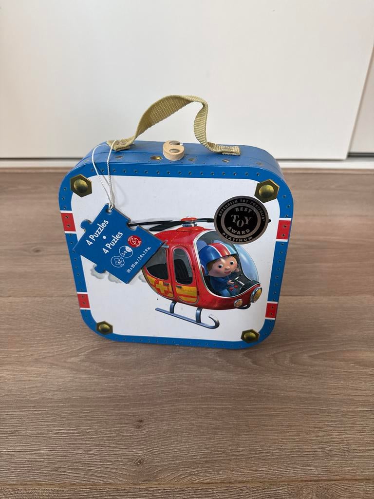 Janod 4-in-1 Puzzel Helikopter in Koffer, Ophalen of Verzenden, 10 tot 50 stukjes, Zo goed als nieuw, 2 tot 4 jaar