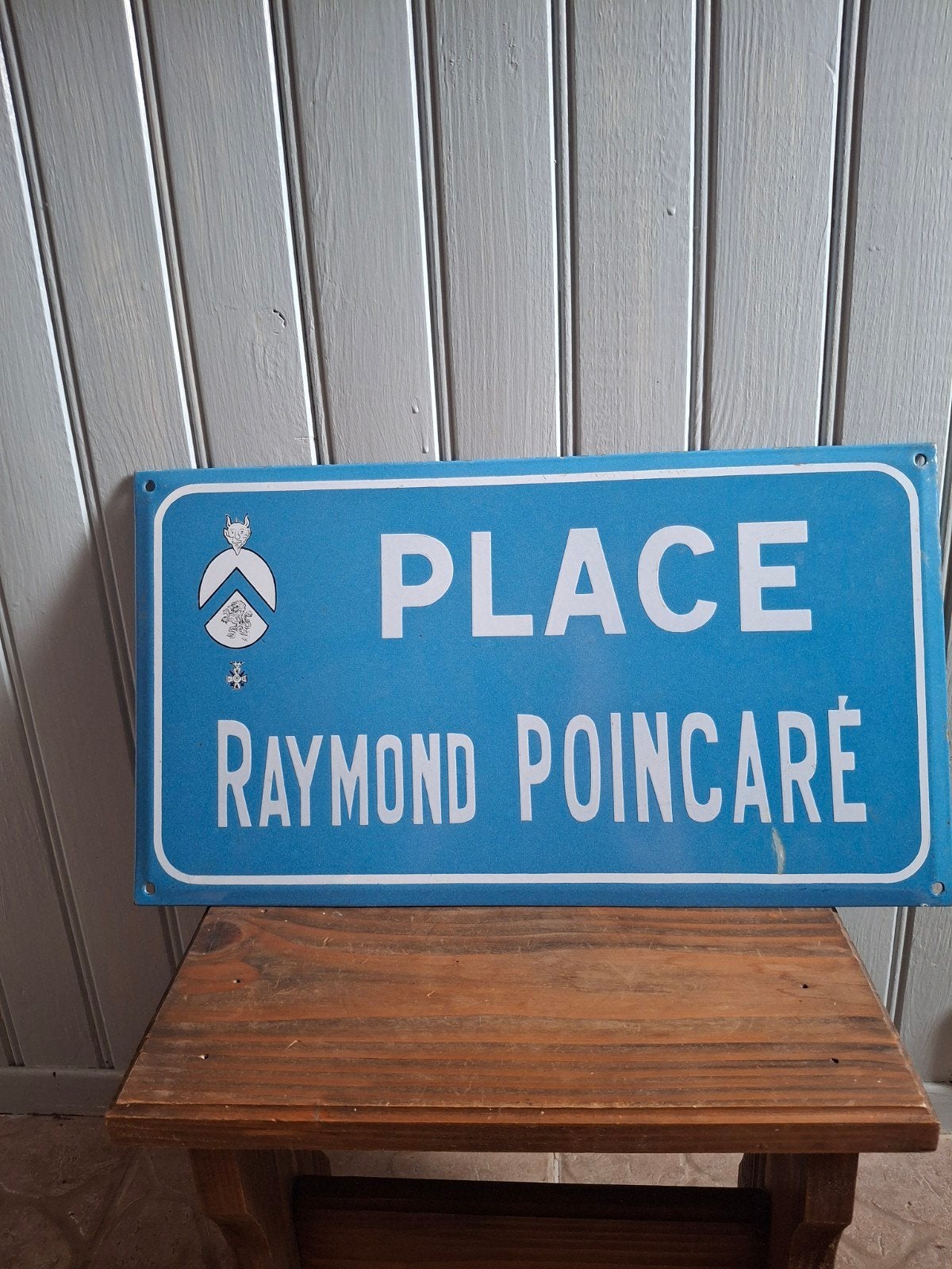 Vintage emaille straatnaambord 'Place Raymond Poincaré', Ophalen of Verzenden