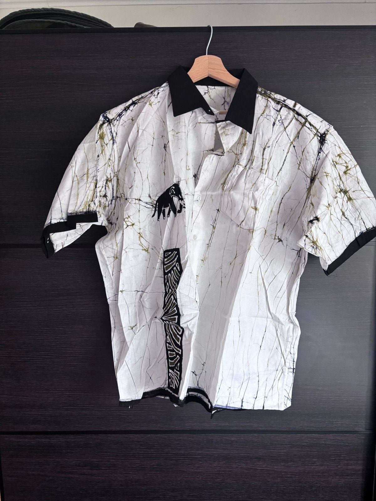 Uniek Batik Overhemd met Olifantenprint - Maat xl, Ophalen, Zo goed als nieuw, Maat 52/54 (L)