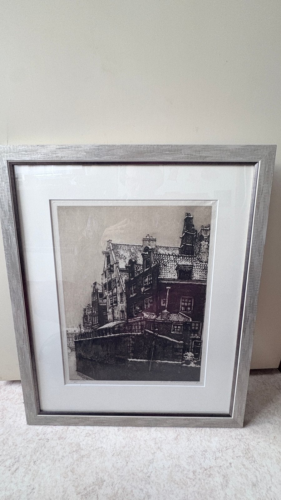 Cornelis Brandenburg - Amsterdam - Grimnessesluis, Gesigneerd, Ets, Stadsgezicht, 52 cm