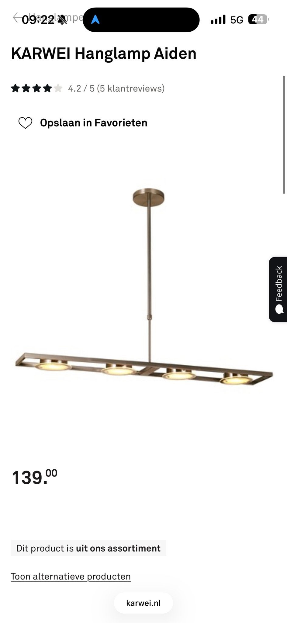 KARWEI Hanglamp Aiden - Modern en Stijlvol, Huis en Inrichting, Ophalen, Zo goed als nieuw, Metaal, G9