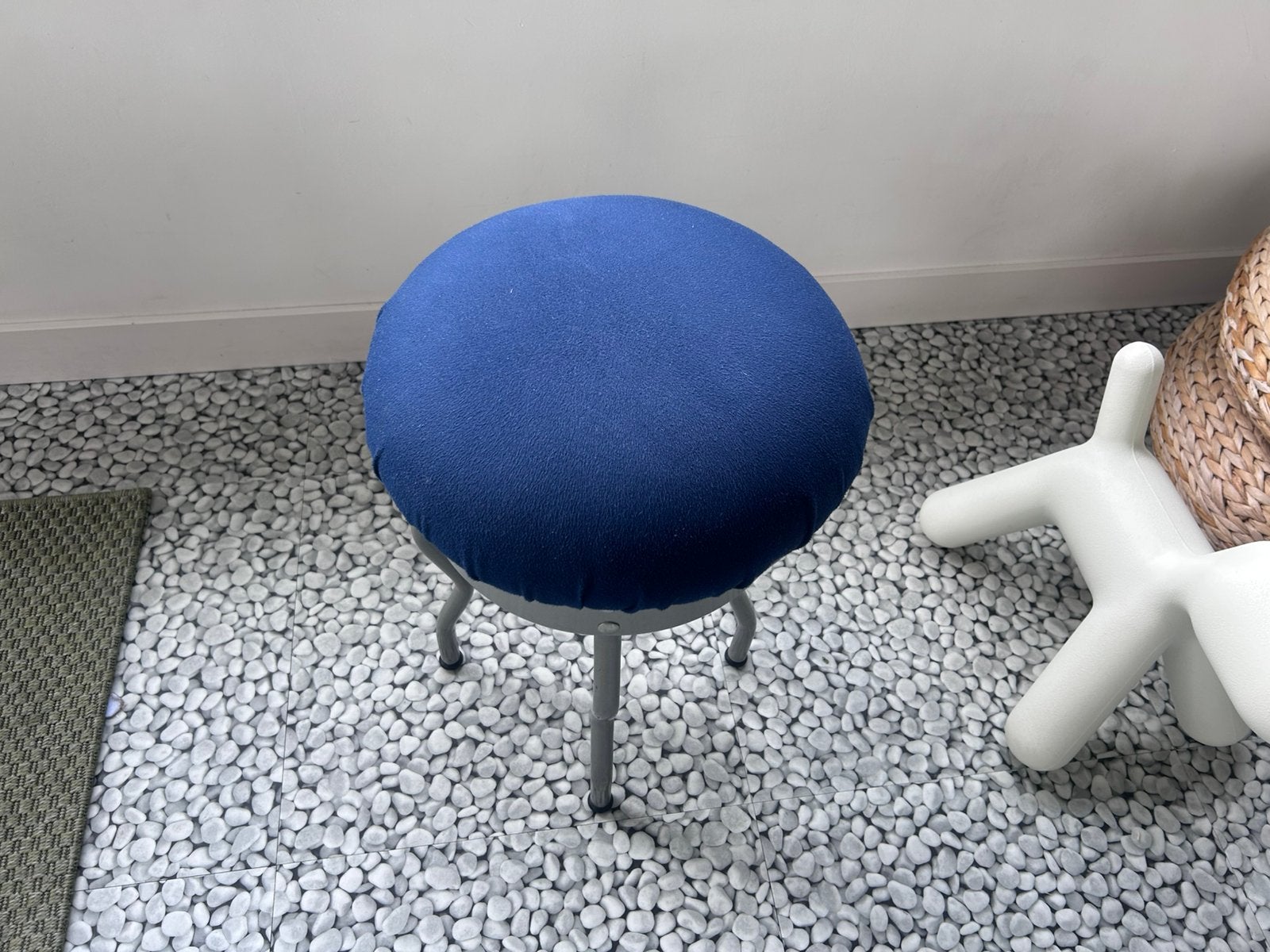 Vintage IKEA “Uri” kruk met blauwe zitting, Ophalen, Gebruikt, Staal