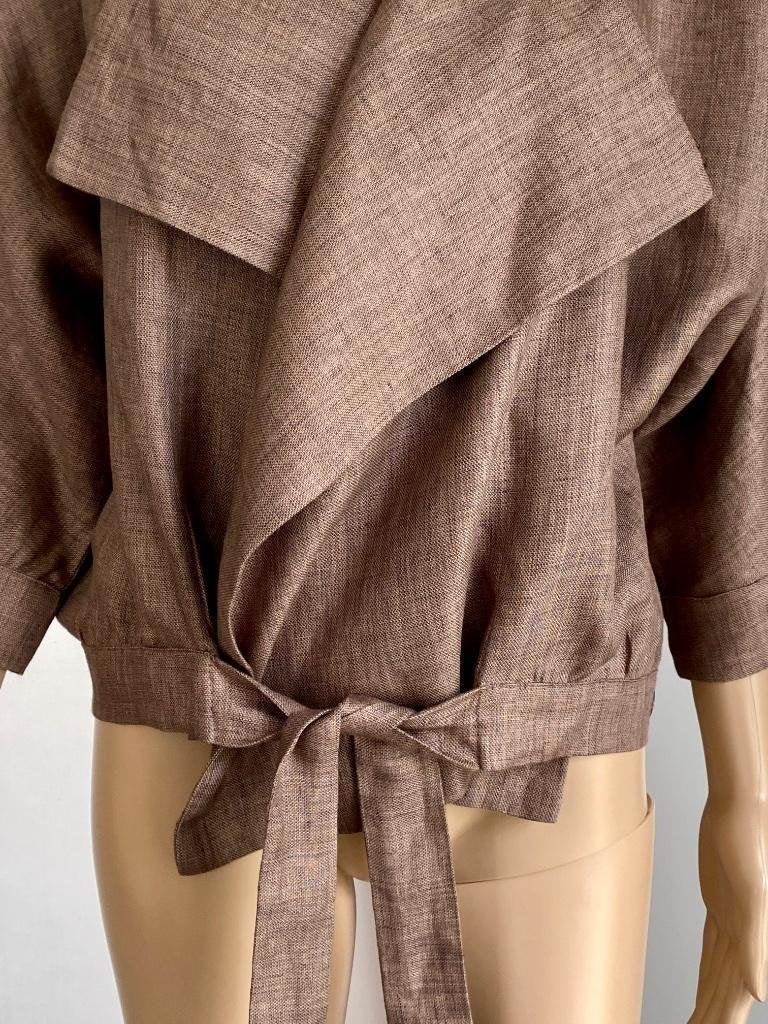 H439 Nieuw: Didi maat S=36 linnen jasje colbert blazer bruin, Bruin, Nieuw, Didi, Ophalen of Verzenden