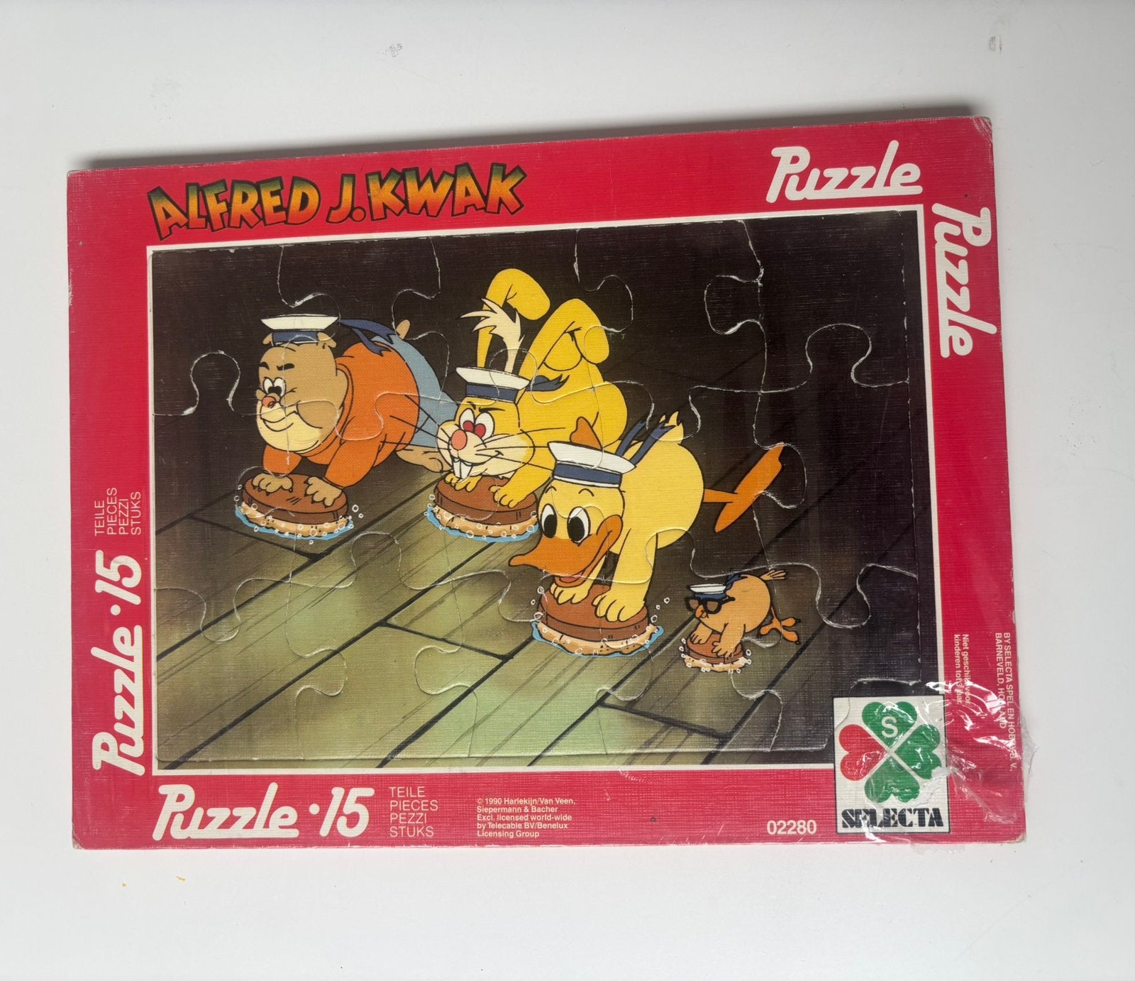 Vintage Alfred J. Kwak puzzel – 15 stukjes – 1990, Ophalen of Verzenden, Zo goed als nieuw