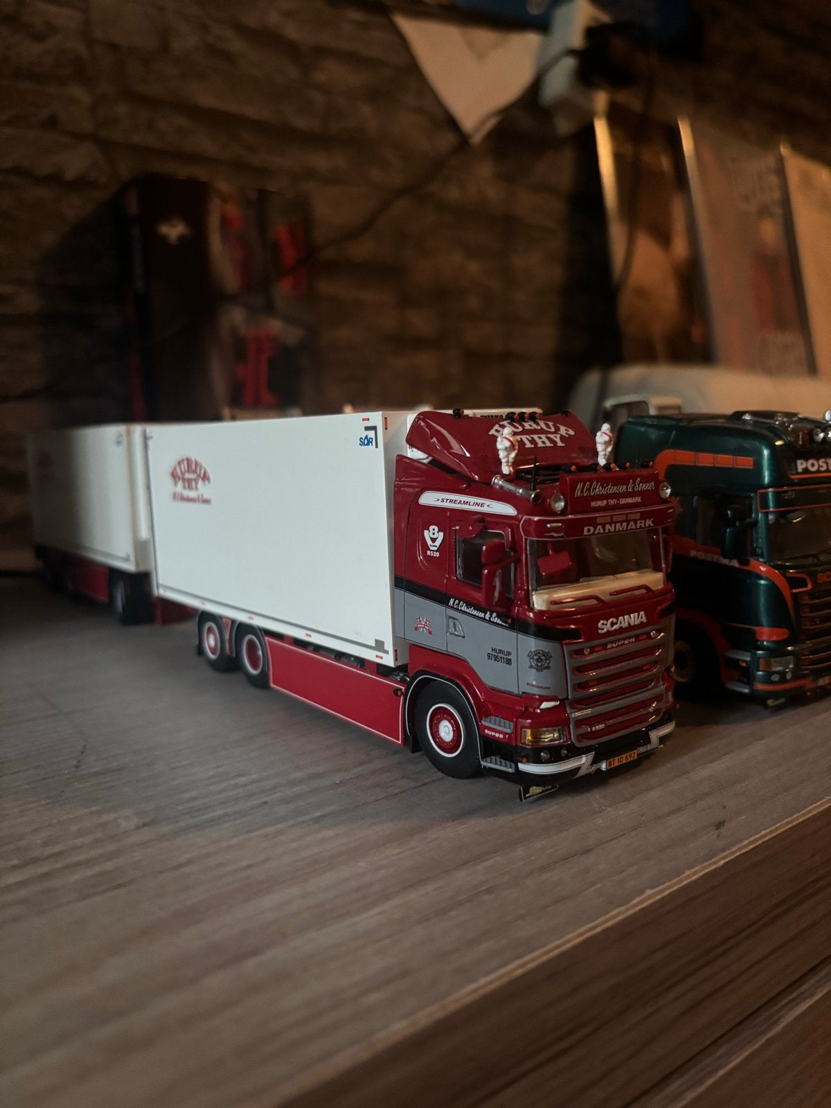 Tekno Scania N.C. Christensen & Sønner 1:50 met doos, Ophalen of Verzenden, Zo goed als nieuw, Bus of Vrachtwagen