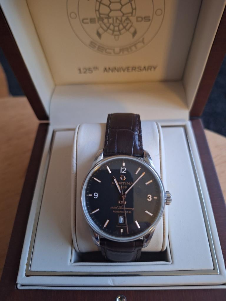 Certina DS-1 125th Anniversary Powermatic 80 horloge, Ophalen of Verzenden, Zo goed als nieuw, Leer, Overige merken