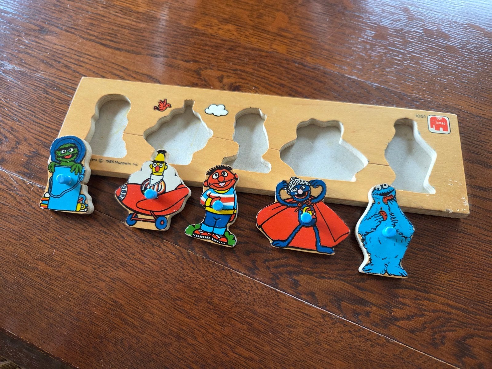 Jumbo Sesamstraat houten legpuzzel met figuren, 2 tot 4 jaar, Gebruikt, Ophalen of Verzenden, Van hout