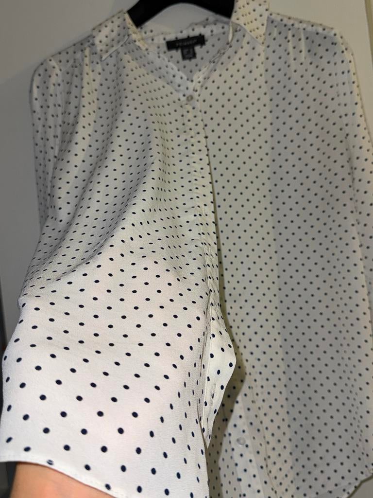 Witte blouse met zwarte stippen -, Ophalen of Verzenden, Zo goed als nieuw, Maat 38/40 (M), Wit