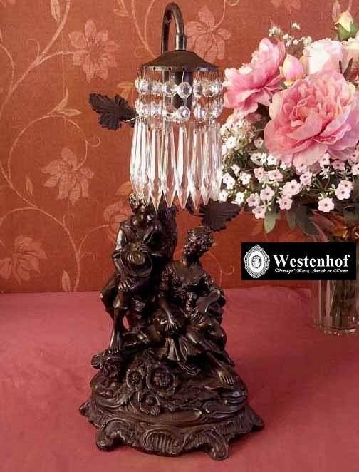 Kristallen tafellamp / schemerlamp met beeld antiek, Ophalen of Verzenden