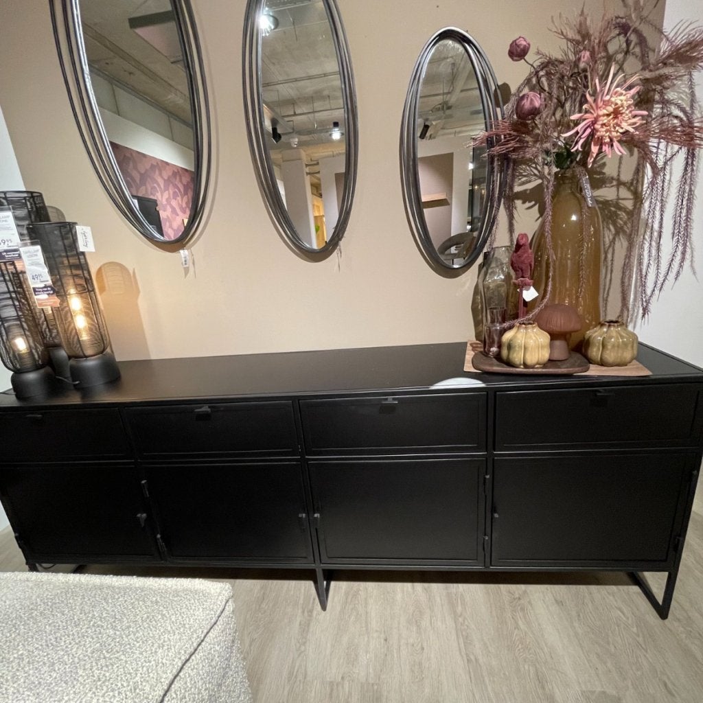 Dressoir Orizone Zwart Metaal 4deuren-4laden - Pronto Wonen, Niet ingevuld, Niet ingevuld, Niet ingevuld